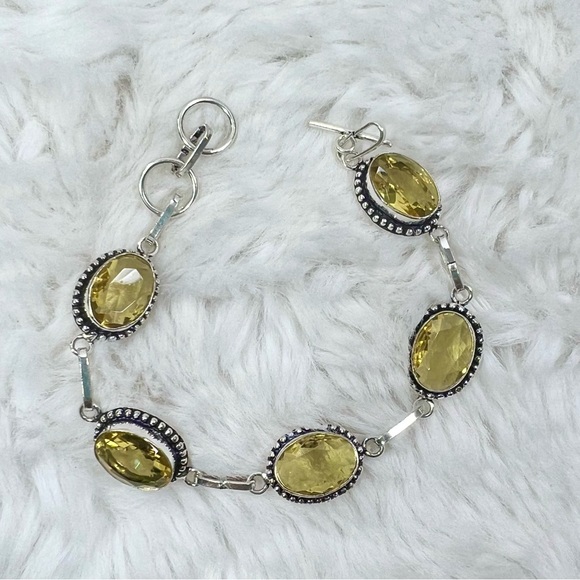 Solar Agate Citrine 925 Large Gemstone Necklace & Bracelet - Picture 6 of 11